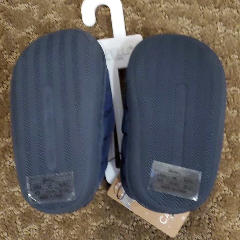 Baby Toddler Boys Capelli of New York Navy Puffy Slippers Size 4/5 8/9 girls NWT